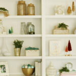 Holiday Decorated Bookshelves