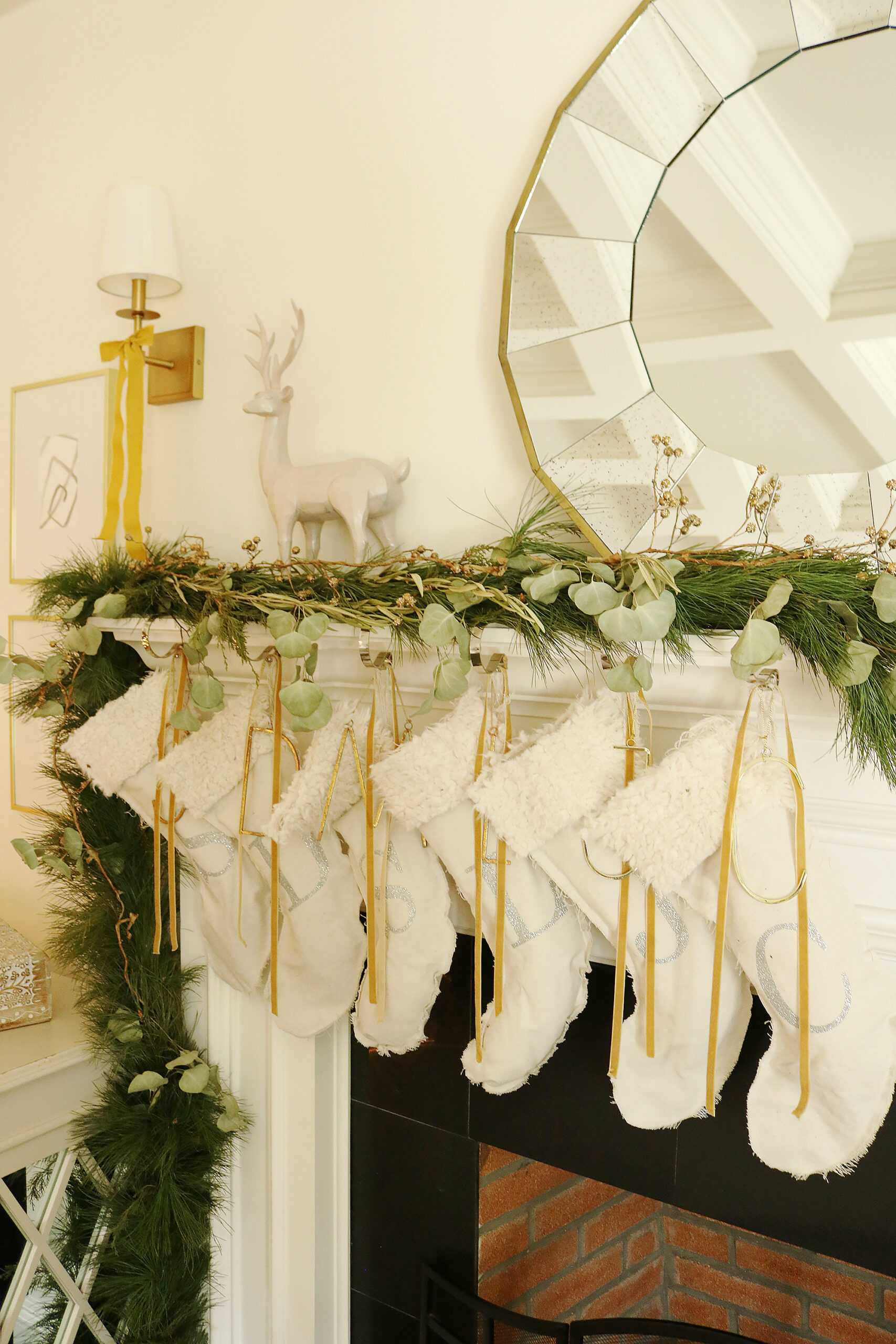 Our Christmas decorations with golden mustard-color yellow accents with ribbon and bells make It's a Golden Christmas looks pretty with the glitter ornaments. Darling Darleen Top CT Lifestyle Blogger #christmas #goldenchristmas