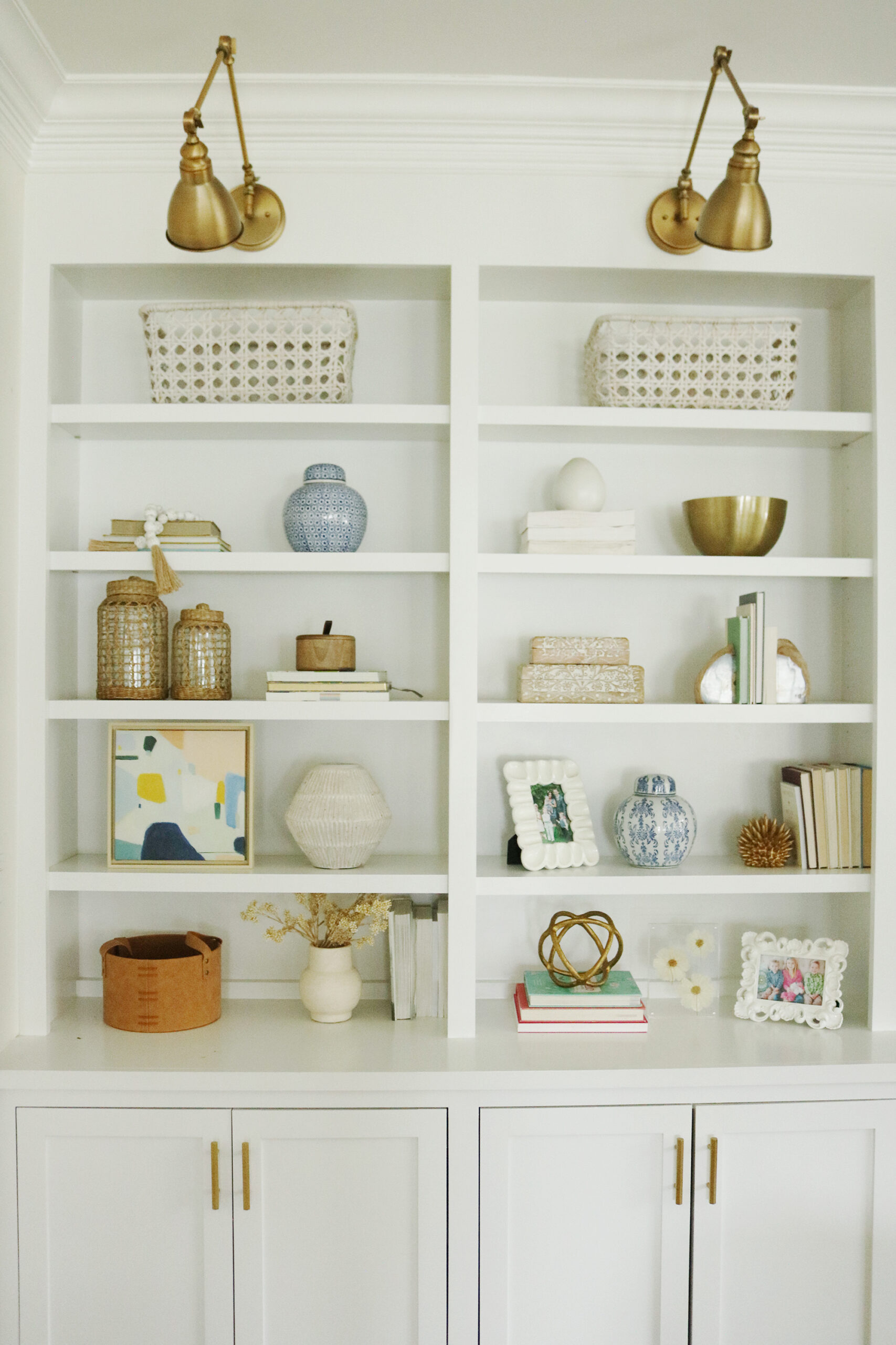 Giving my Built-Ins a Bookshelf Refresh with A New Styled Look while styling it with new items and repurposing old decor items to save. || Darling Darleen Top Lifestyle CT Blogger