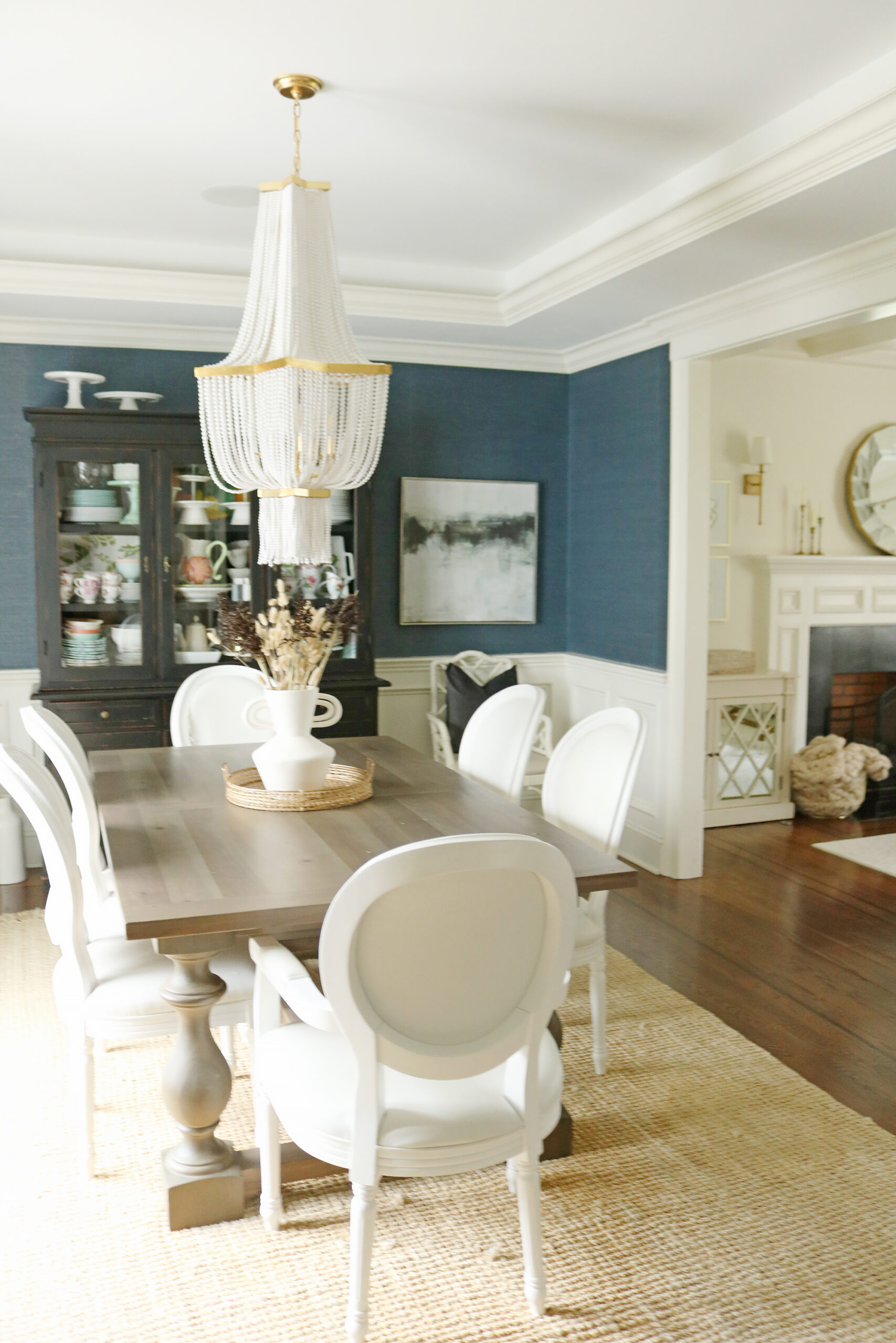 From Muddy Brown to Moody Blues, Our Dining room before and after makes small changes for a big difference and updated stylish look. || Darling Darleen Top CT Lifestyle Blogger