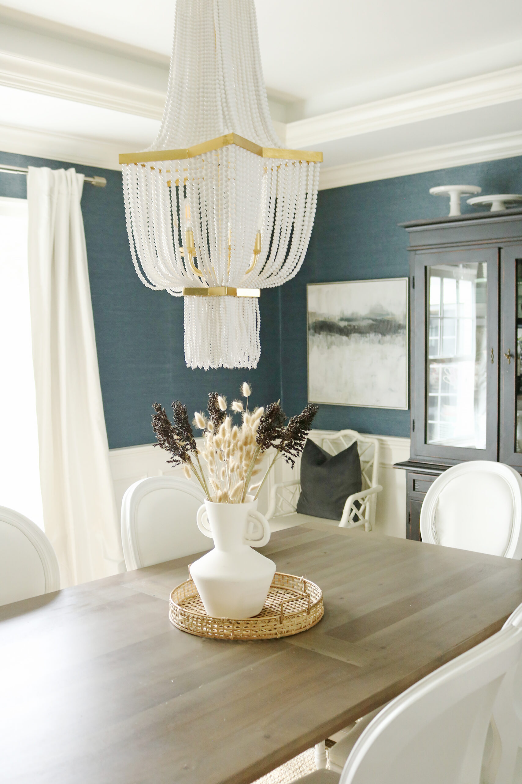 From Muddy Brown to Moody Blues, Our Dining room before and after makes small changes for a big difference and updated stylish look. || Darling Darleen Top CT Lifestyle Blogger