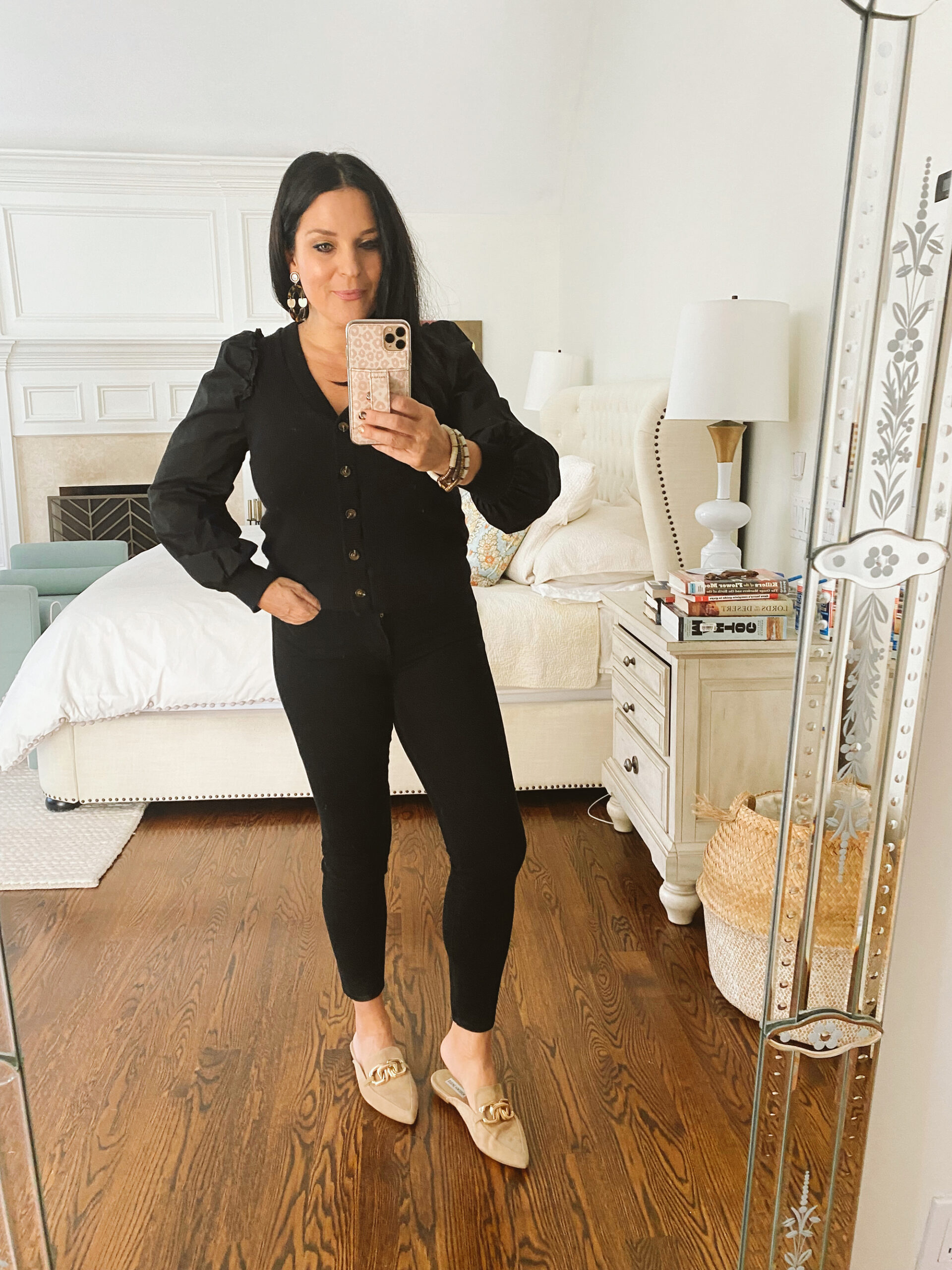 Favorite Sweater work outfits that are under $50 and for the Cold weather. Neutral simple colors that easily wear with black pants and mules. || Darling Darleen Top Lifestyle CT Blogger 